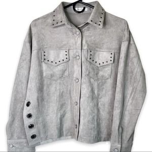 Moussy Faux Suede Button Down Western Style Studded Jacket